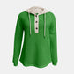 Full Size Waffle-Knit Contrast Long Sleeve Hoodie