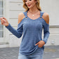 Ribbed Cold Shoulder Long Sleeve Top
