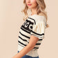 BiBi Granny Square Short Sleeve Striped Sweater - Brand BiBi