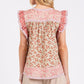 Mittoshop Floral Notched Ruffled Cap Sleeve Blouse