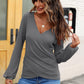 Waffle Knit Surplice Long Sleeve T-Shirt