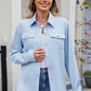 Solid Color Collared Neck Long Sleeve Shirt