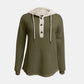 Full Size Waffle-Knit Contrast Long Sleeve Hoodie