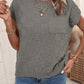 Plaid Pocketed Round Neck Sweater