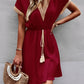 Devine Contrast Trim V-Neck Short Sleeve Mini Dress