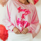 Valentine’s Day Blush Pink HUG AND KISSES Round Neck Sweatshirt