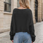 Round Neck Dropped Shoulder Long Sleeve Sweater