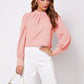 Ruched Mock Neck Long Sleeve Blouse
