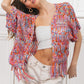 BiBi Open Front Fringed Crop Knit Cardigan - Brand BiBi