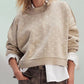 Slit Round Neck Long Sleeve Sweater