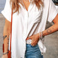 Pocketed Collared Neck Short Sleeve Shirt