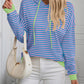 Mandy Striped Long Sleeve Hooded Knit Top