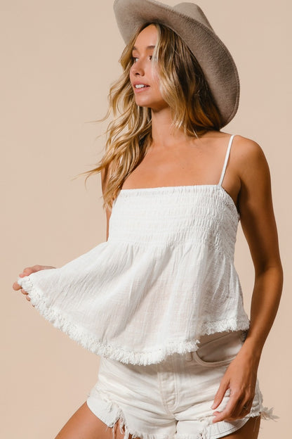 BiBi Fringed Hem Smocked Cami - Brand BiBi