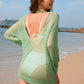 Backless Boat Neck Long Sleeve Cover Up