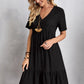 Full Size V-Neck Short Sleeve Mini Dress
