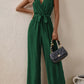 Tied Surplice Sleeveless Wide Leg Jumpsuit