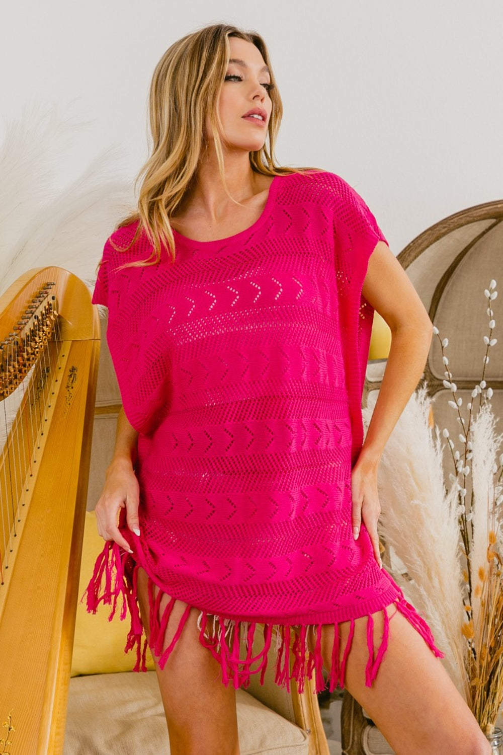 BiBi Fringed Hem Knit Top *