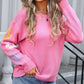 Flower Round Neck Dropped Shoulder Sweater