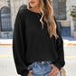 Lace Detail Round Neck Lantern Sleeve Top