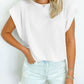 Full Size Textured Round Neck Cap Sleeve Blouse