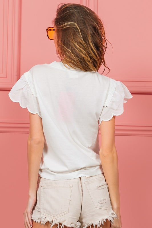 BiBi Scallop Edged Lace Trim Top - Brand BiBi