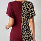 Ruched Leopard Flutter Sleeve T-Shirt