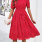 Printed Round Neck Short Sleeve Dress