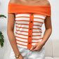 Decorative Button Striped Off-Shoulder Knit Top