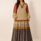 Plus Size Printed V-Neck Long Sleeve Maxi Dress