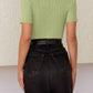 Mandy Ribbed Round Neck Short Sleeve Knit Top