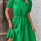 Ruched Round Neck Short Sleeve Mini Dress