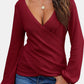 Waffle Knit Surplice Long Sleeve T-Shirt
