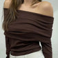 Off-Shoulder Long Sleeve Knit Top