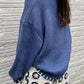 Bow Graphic Round Neck Long Sleeve Sweater