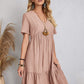 Full Size V-Neck Short Sleeve Mini Dress