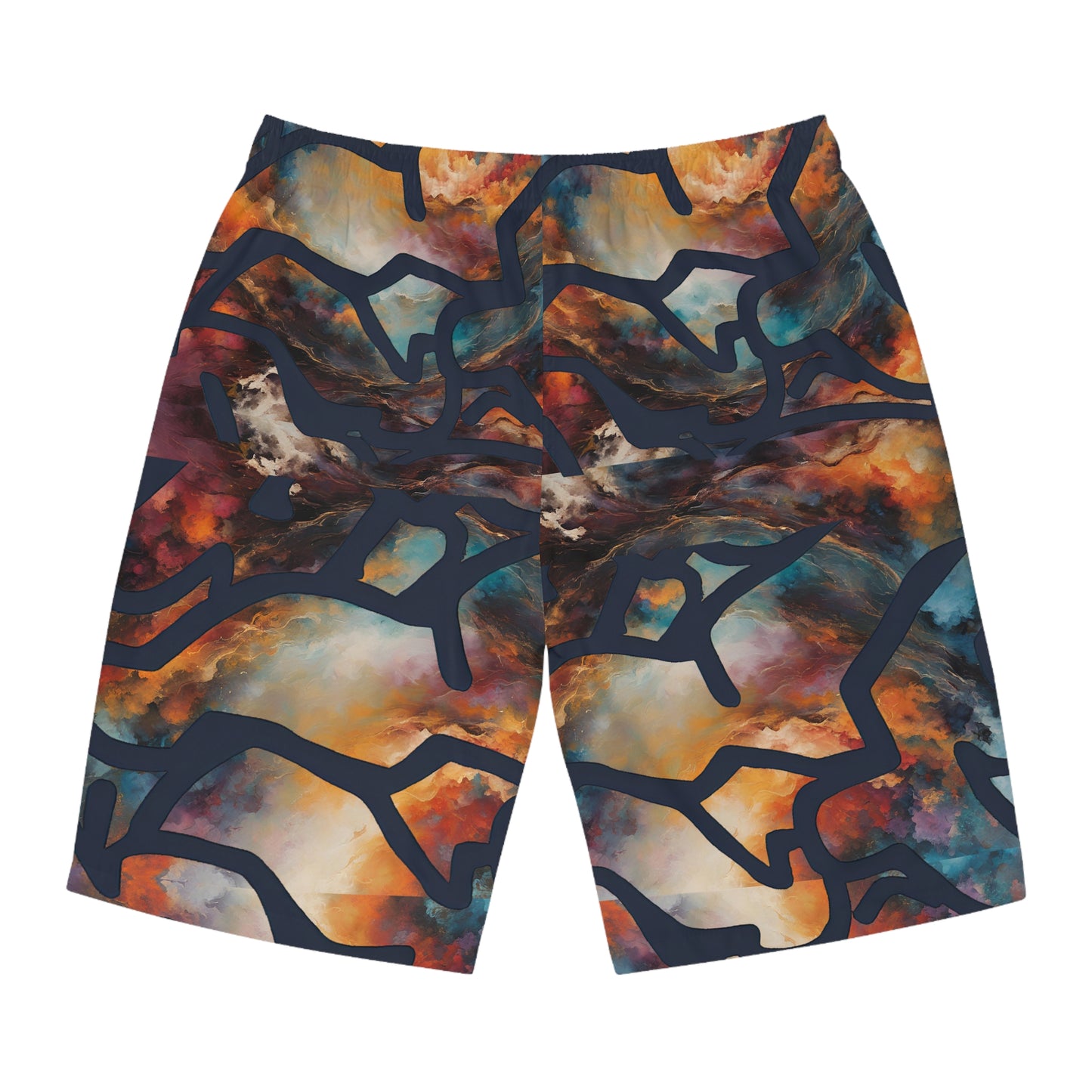 Men's Orange Skyline Board Shorts (AOP) | Made to Order