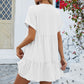 Ruched Tiered V-Neck Short Sleeve Mini Dress