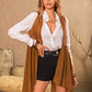 Ruched Open Front Vest Coat