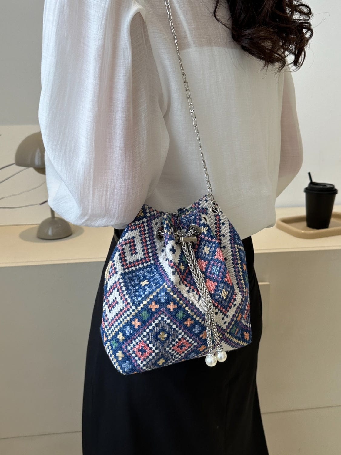 Lily & Luna Printed Chain Bucket Bag