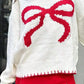 Bow Graphic Round Neck Long Sleeve Sweater