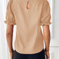 Round Neck Flounce Sleeve Blouse