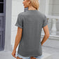 Decorative Button Notched Short Sleeve T-Shirt