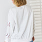 Sequin Baseball Round Neck Dropped Shoulder Sweatshirt