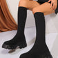 Round Toe Platform Woven Boots