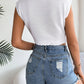 Openwork Round Neck Cap Sleeve Knit Top