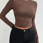 Backless Round Neck Long Sleeve T-Shirt