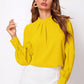 Ruched Mock Neck Long Sleeve Blouse