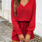 Cutout V-Neck Long Sleeve Mini Dress