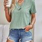 Full Size Eyelet V-Neck Short Sleeve Top