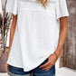Swiss Dot Smocked Round Neck Short Sleeve Blouse